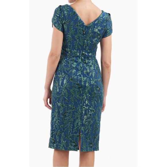 JS Collections Women's Fiona Knee Length Dress Cobalt Kelly Green - Picture 2 of 6